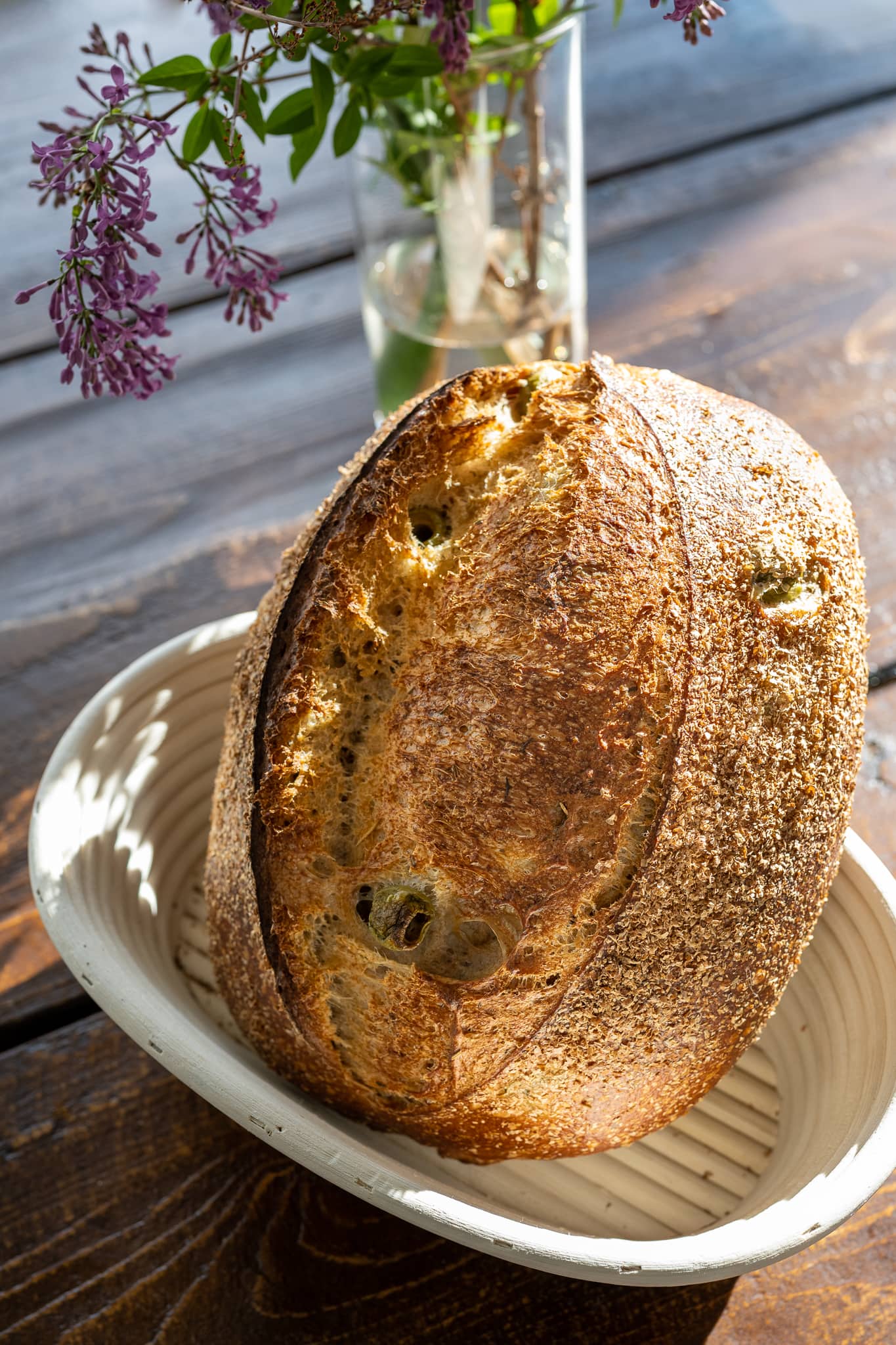 Baking sourdough bread in clay baker - Sourdough&Olives